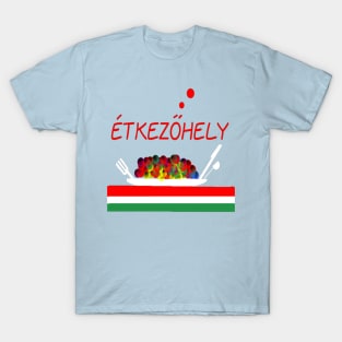 Hungary Eatery Design on Light Blue Background T-Shirt